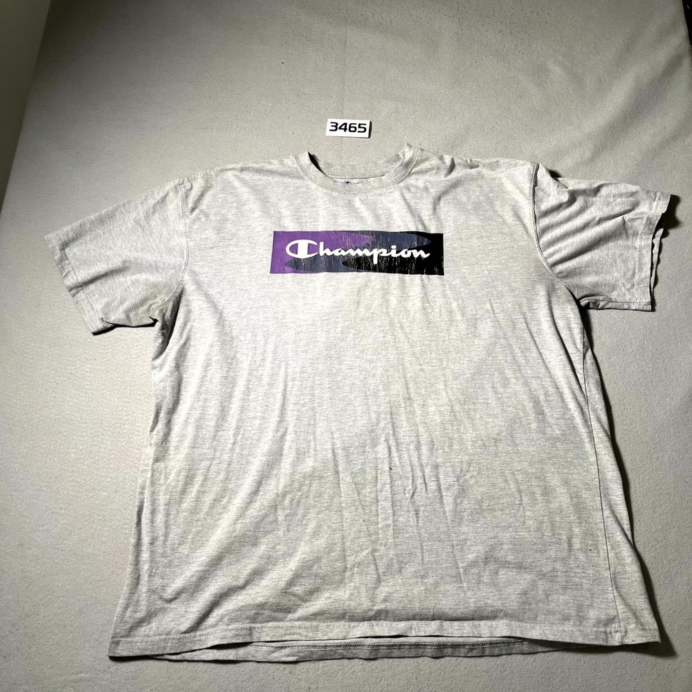 Champion T Shirt Mens 3XL Gray Graphic Logo Short Sleeve Crew Neck Classic‎
